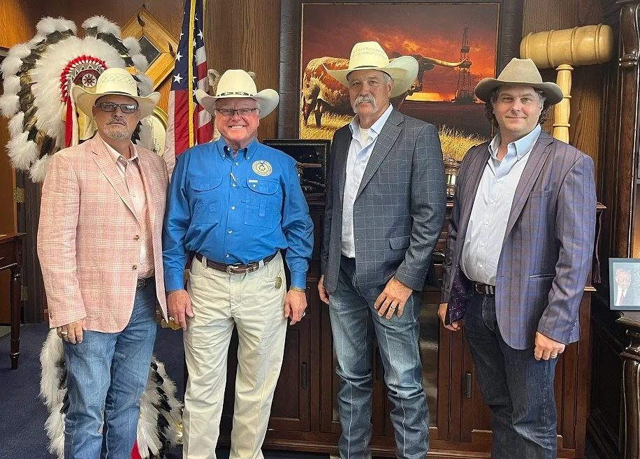 Michael Broussard, Texas Commissioner of Agriculture Sid Miller, Rusty Morgan and Luke Brenner at the Texas State Capitol