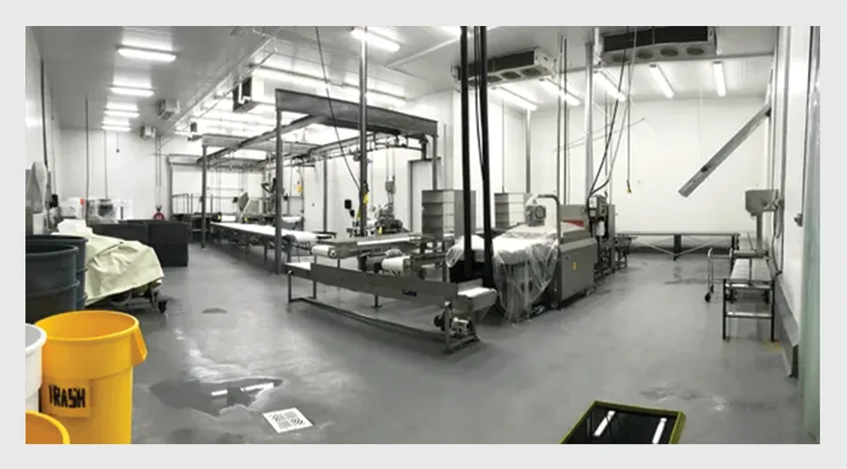 Stainless-steel beef processing room