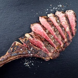 Sliced Wagyu tomahawk steak